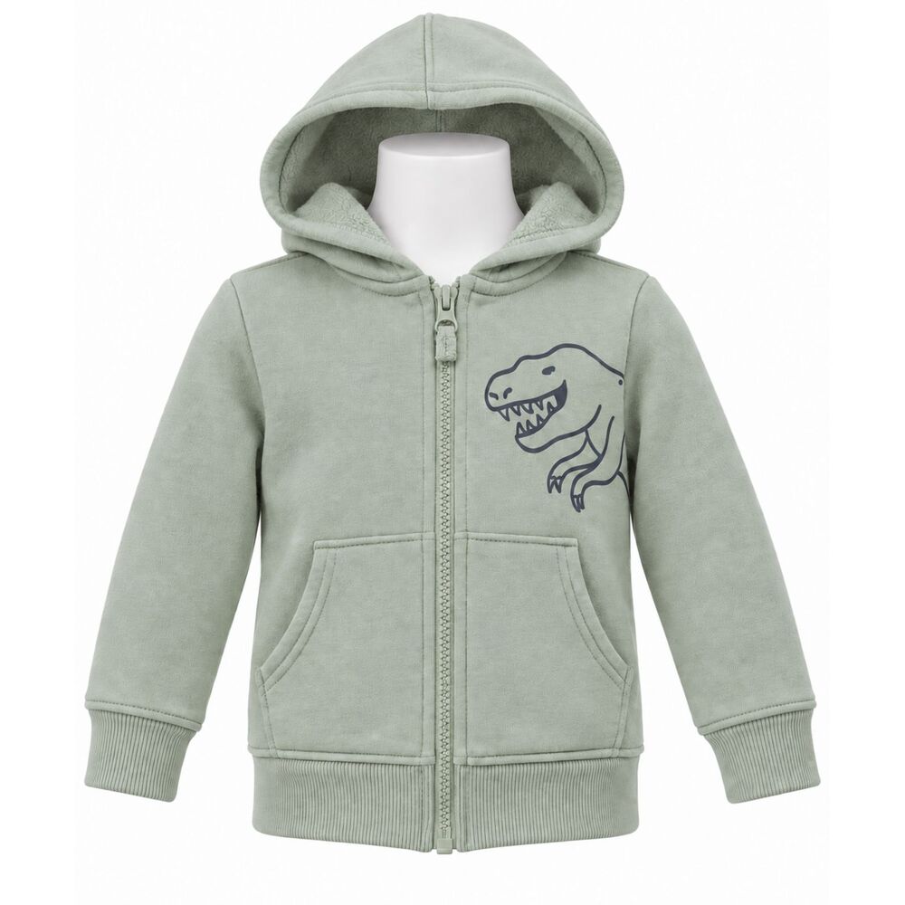 Cat & Jack Toddler Boys 2T Beige Dinosaur Full Zip Fleece Hoodie Jacket